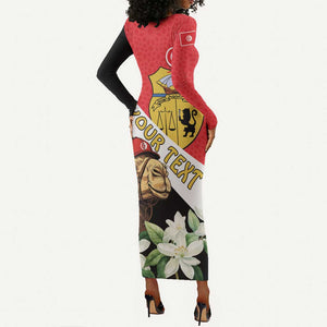 Personalized Afro Tunisia Long Sleeve Bodycon Dress Camelus Dromedarius With Jasmine LT15
