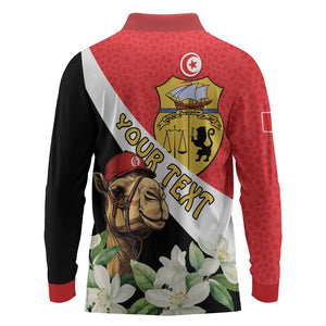 Personalized Afro Tunisia Long Sleeve Polo Shirt Camelus Dromedarius With Jasmine