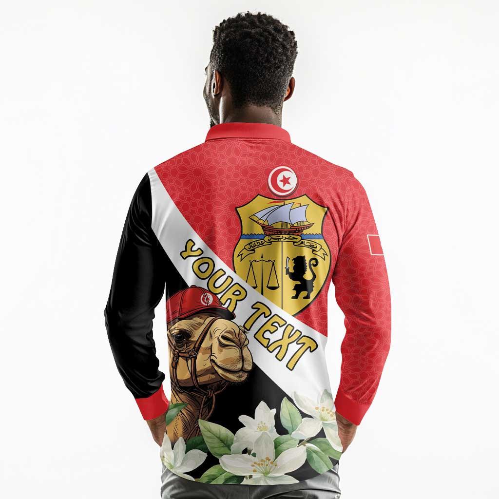 Personalized Afro Tunisia Long Sleeve Polo Shirt Camelus Dromedarius With Jasmine