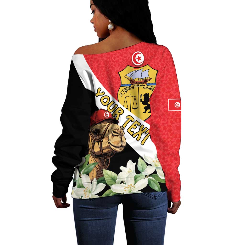 Personalized Afro Tunisia Off Shoulder Sweater Camelus Dromedarius With Jasmine