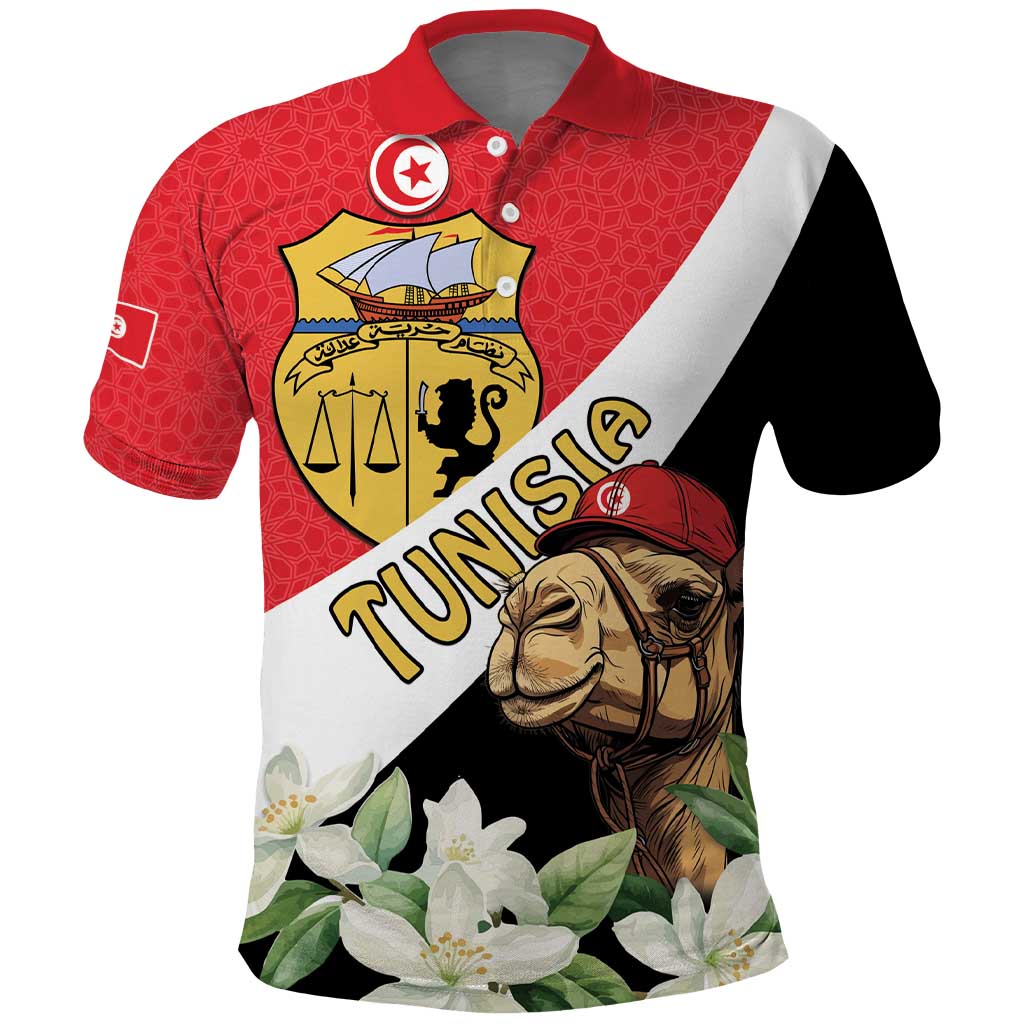 Personalized Afro Tunisia Polo Shirt Camelus Dromedarius With Jasmine