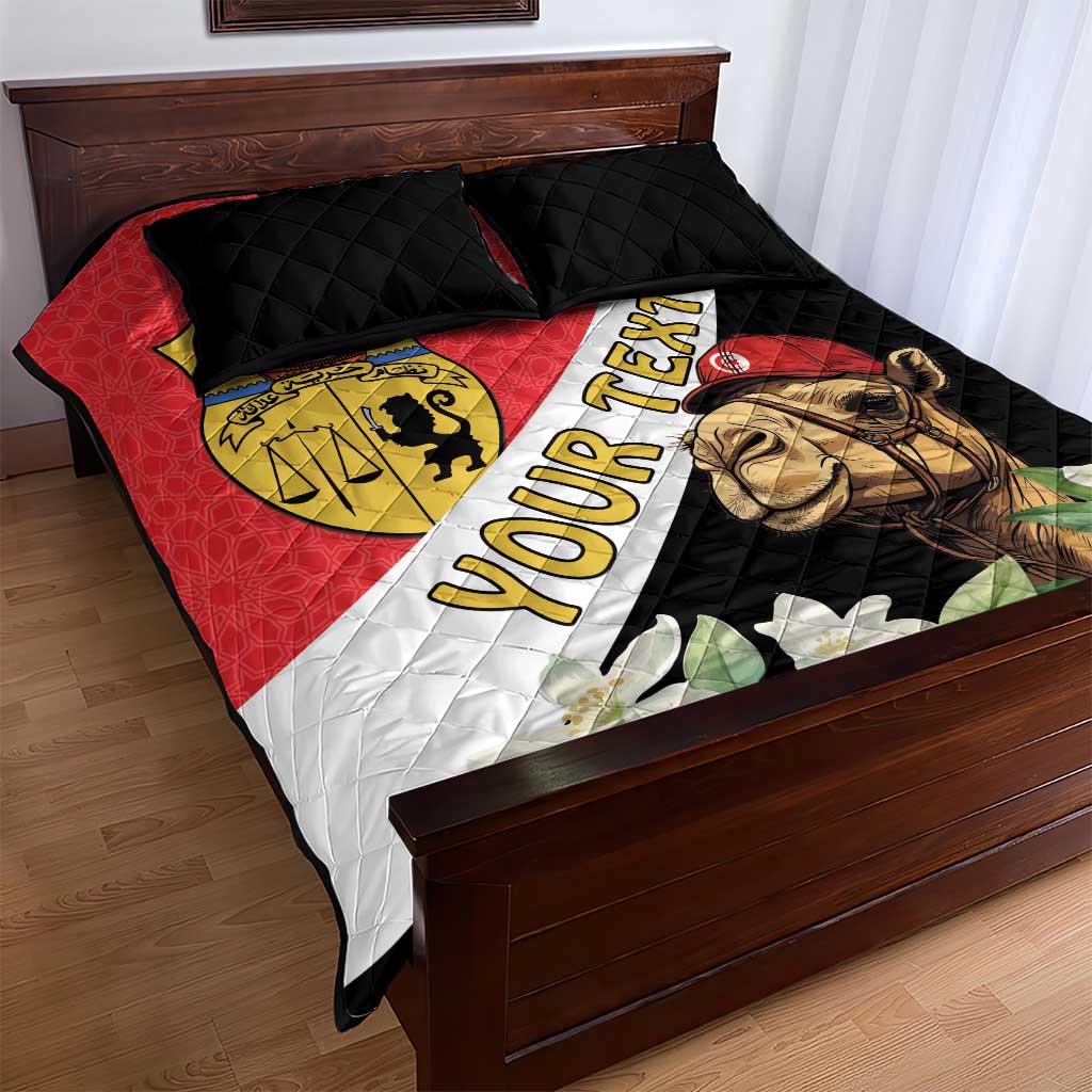 Personalized Afro Tunisia Quilt Bed Set Camelus Dromedarius With Jasmine