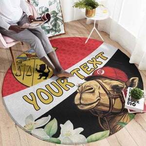 Personalized Afro Tunisia Round Carpet Camelus Dromedarius With Jasmine