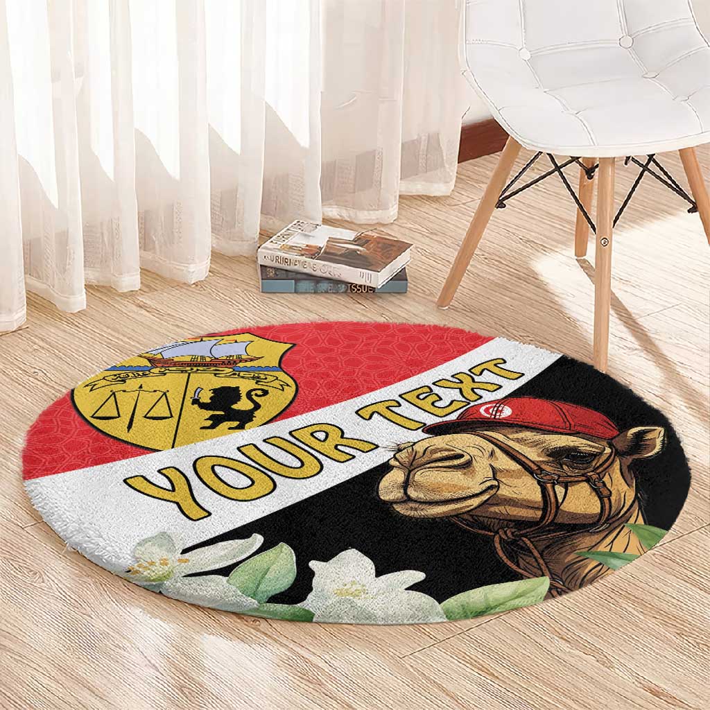 Personalized Afro Tunisia Round Carpet Camelus Dromedarius With Jasmine