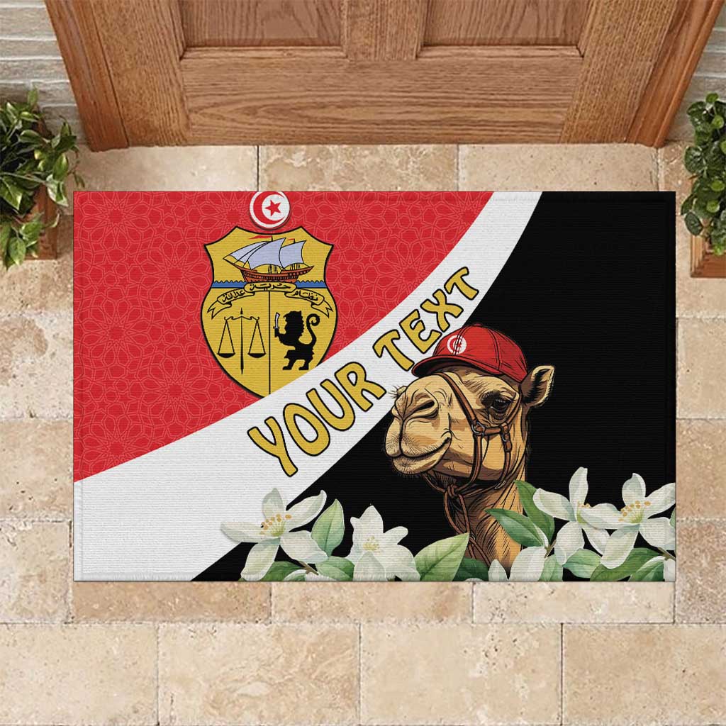 Personalized Afro Tunisia Rubber Doormat Camelus Dromedarius With Jasmine