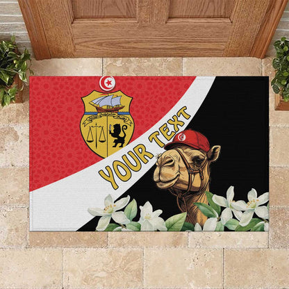 Personalized Afro Tunisia Rubber Doormat Camelus Dromedarius With Jasmine