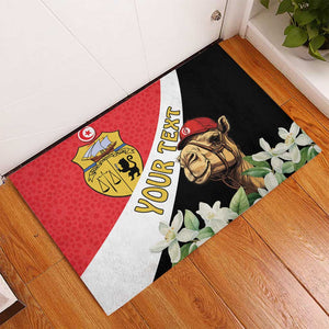 Personalized Afro Tunisia Rubber Doormat Camelus Dromedarius With Jasmine