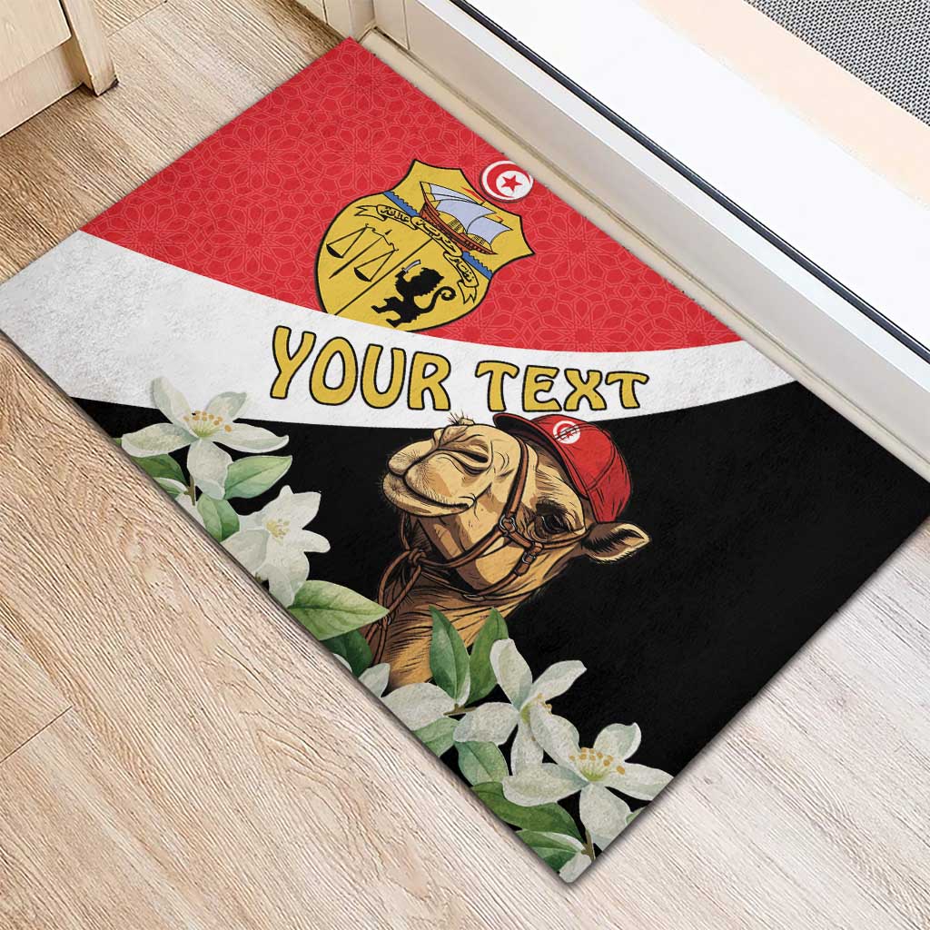 Personalized Afro Tunisia Rubber Doormat Camelus Dromedarius With Jasmine