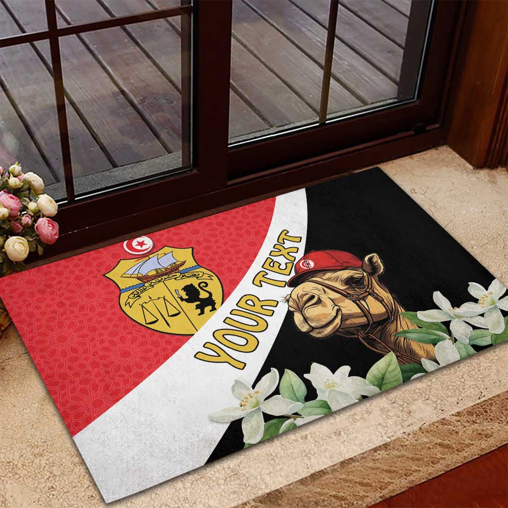 Personalized Afro Tunisia Rubber Doormat Camelus Dromedarius With Jasmine