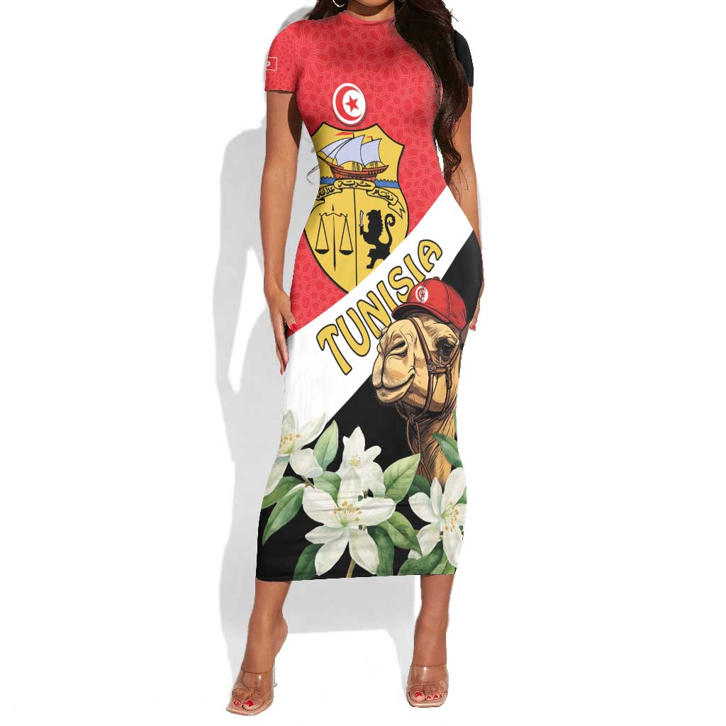 Personalized Afro Tunisia Short Sleeve Bodycon Dress Camelus Dromedarius With Jasmine LT15