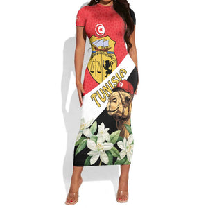 Personalized Afro Tunisia Short Sleeve Bodycon Dress Camelus Dromedarius With Jasmine LT15