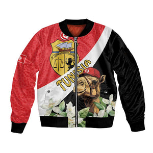 Personalized Afro Tunisia Sleeve Zip Bomber Jacket Camelus Dromedarius With Jasmine