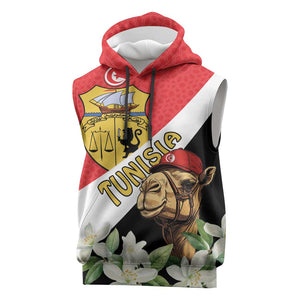 Personalized Afro Tunisia Sleeveless Hoodie Camelus Dromedarius With Jasmine - African Pride