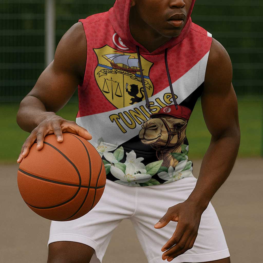Personalized Afro Tunisia Sleeveless Hoodie Camelus Dromedarius With Jasmine - African Pride