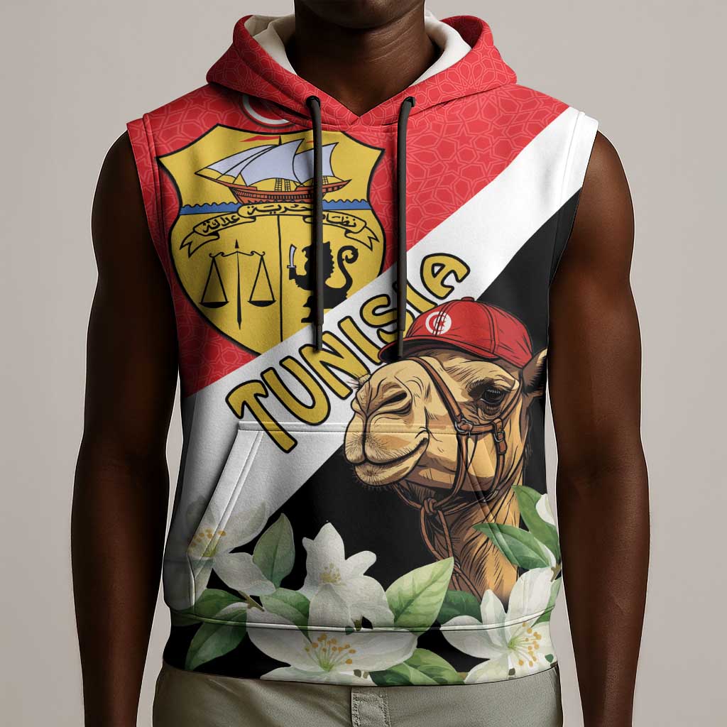 Personalized Afro Tunisia Sleeveless Hoodie Camelus Dromedarius With Jasmine - African Pride
