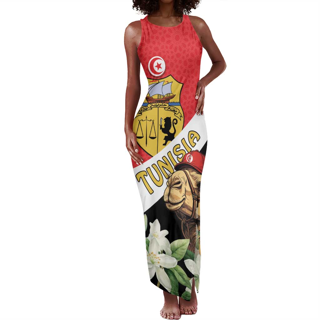 Personalized Afro Tunisia Tank Maxi Dress Camelus Dromedarius With Jasmine