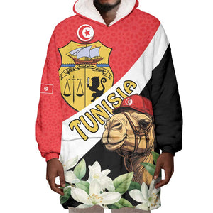Personalized Afro Tunisia Wearable Blanket Hoodie Camelus Dromedarius With Jasmine