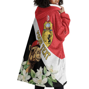 Personalized Afro Tunisia Wearable Blanket Hoodie Camelus Dromedarius With Jasmine