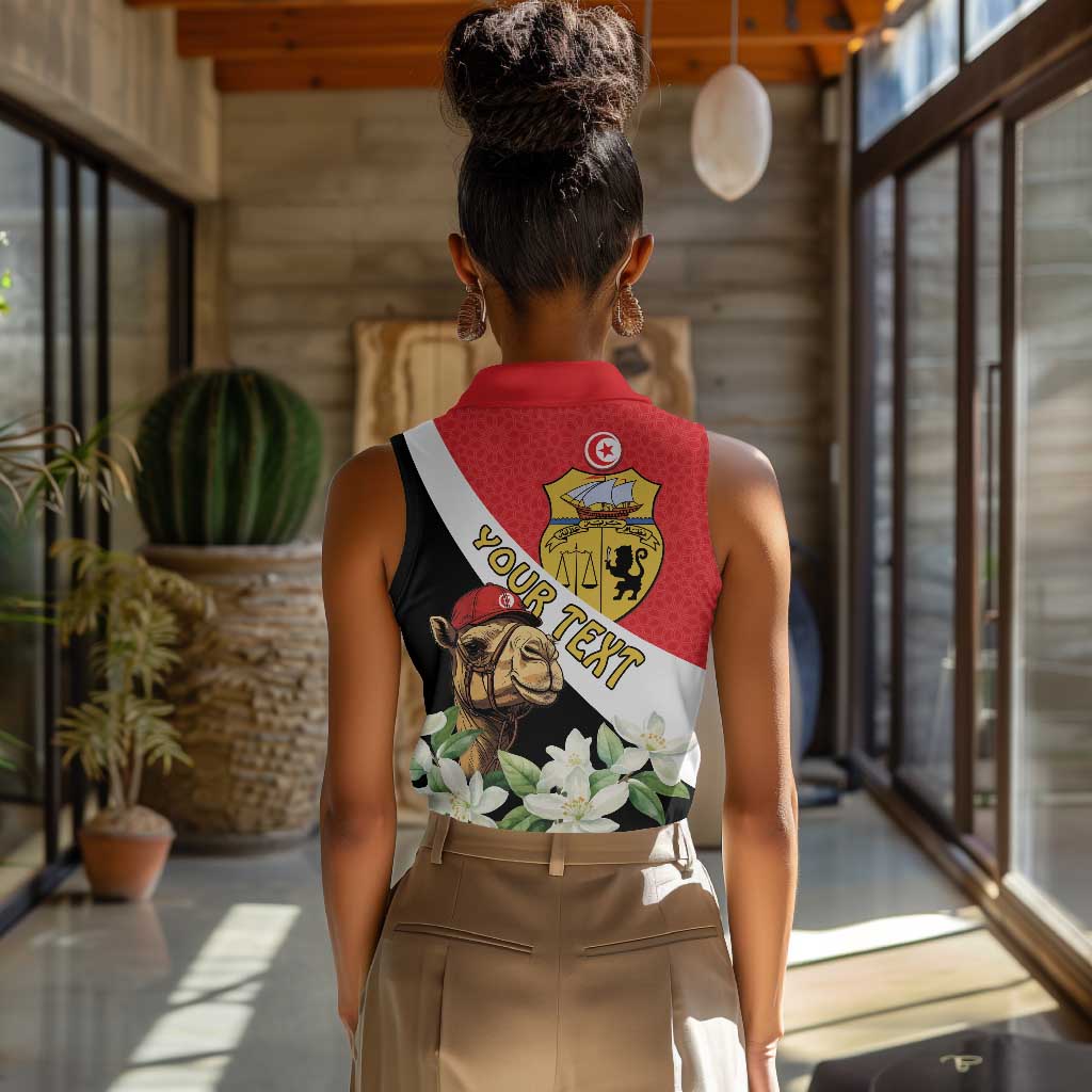 Personalized Afro Tunisia Women Sleeveless Polo Shirt Camelus Dromedarius With Jasmine