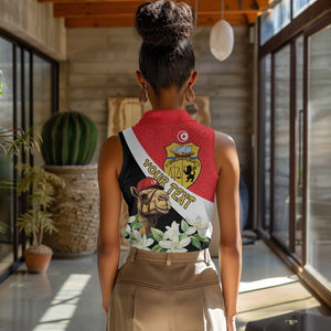 Personalized Afro Tunisia Women Sleeveless Polo Shirt Camelus Dromedarius With Jasmine
