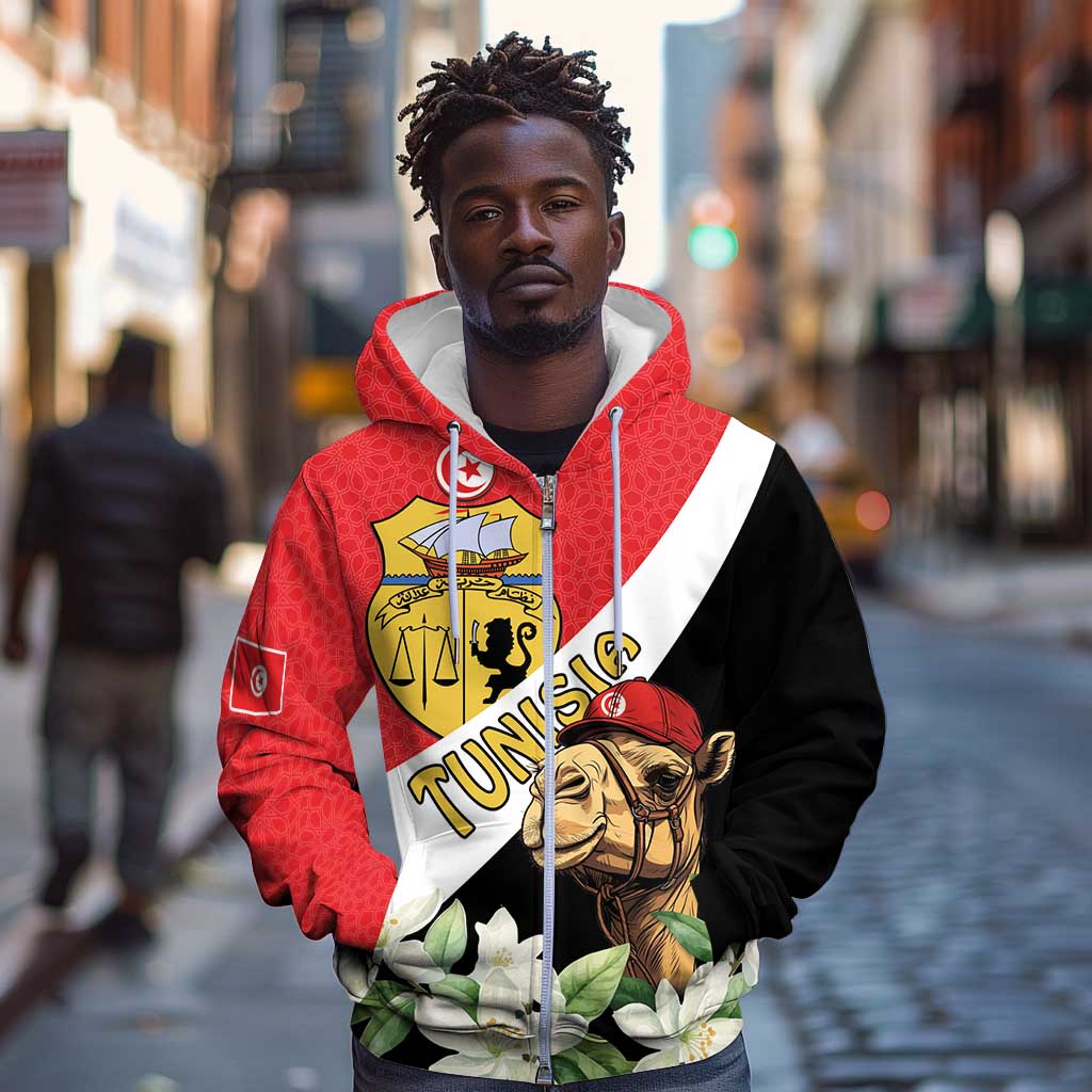Personalized Afro Tunisia Zip Hoodie Camelus Dromedarius With Jasmine