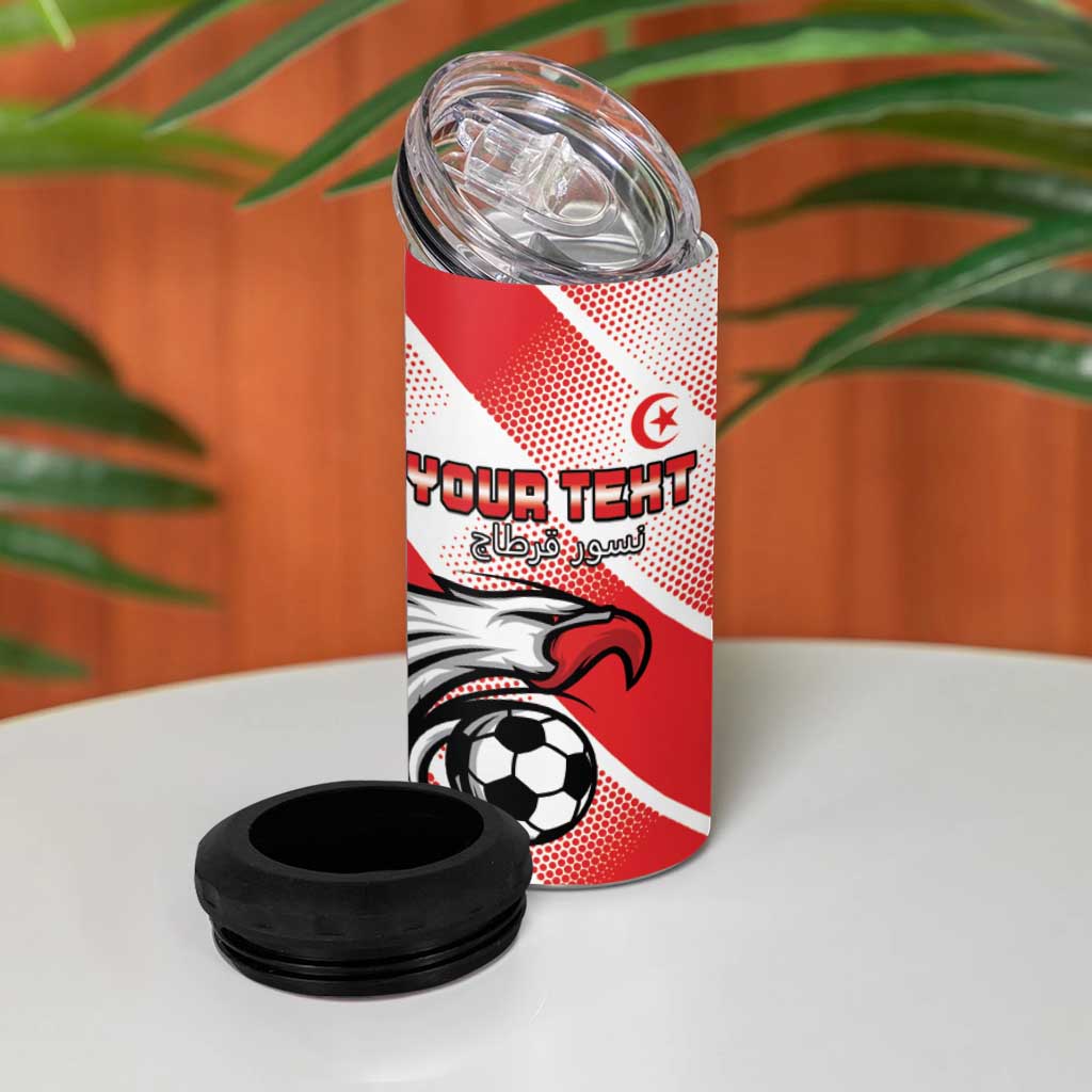 Custom Tunisia Football 4 in 1 Can Cooler Tumbler Go Eagles of Carthage