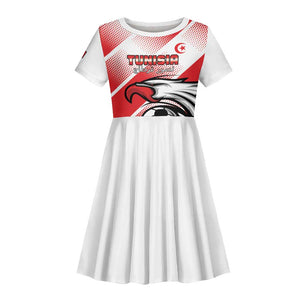 Custom Tunisia Football Kid Short Sleeve Dress Go Eagles of Carthage