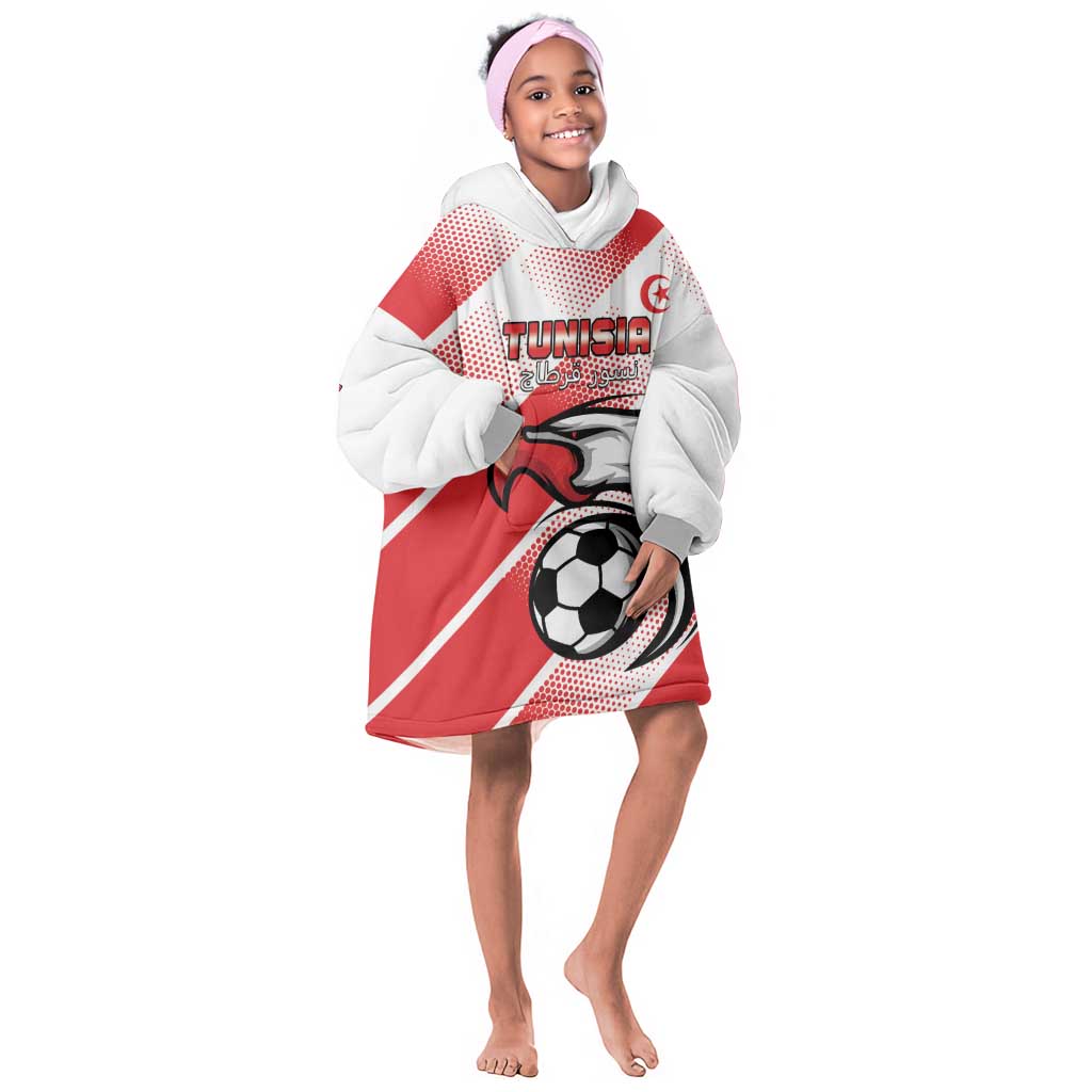 Custom Tunisia Football Kid Wearable Blanket Hoodie Go Eagles of Carthage