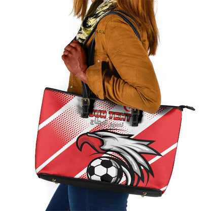 Custom Tunisia Football Leather Tote Bag Go Eagles of Carthage