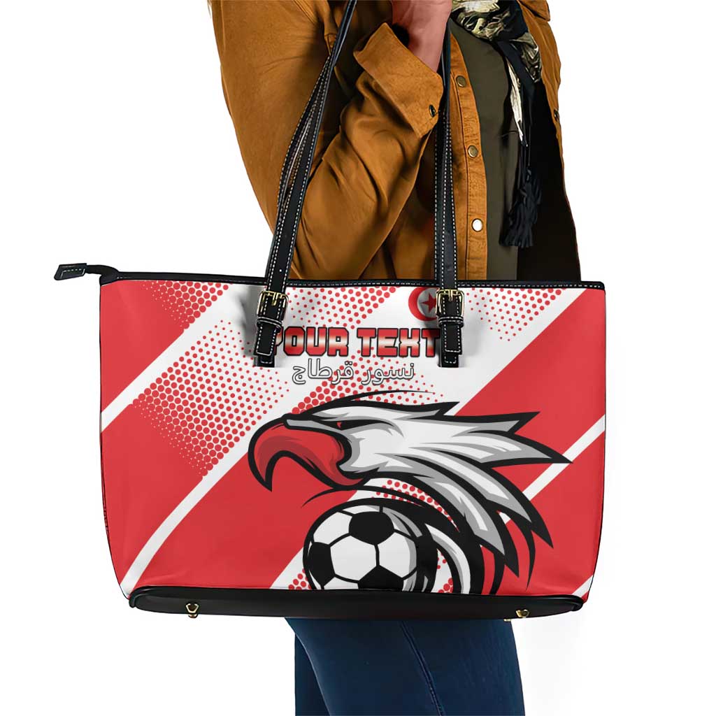Custom Tunisia Football Leather Tote Bag Go Eagles of Carthage