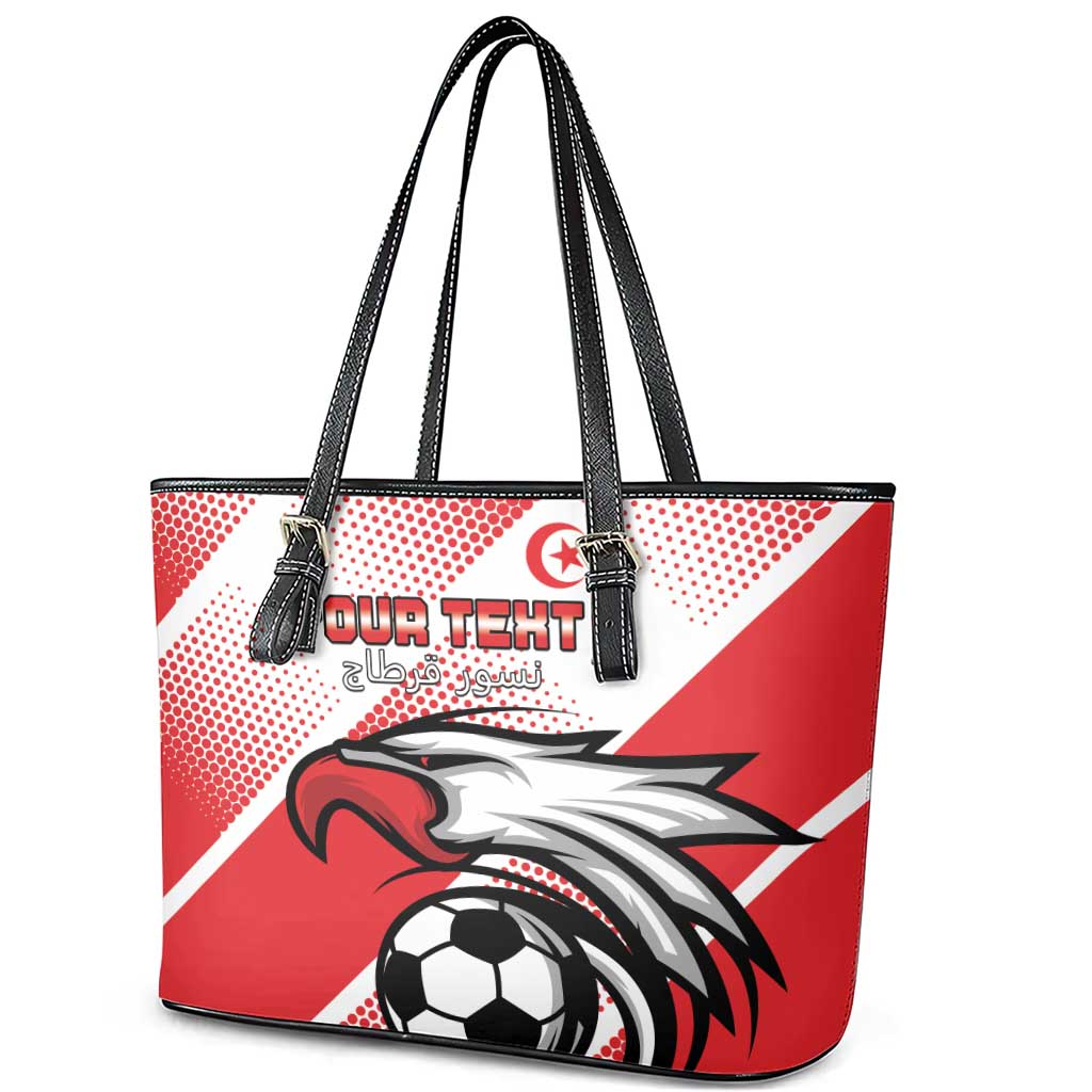 Custom Tunisia Football Leather Tote Bag Go Eagles of Carthage