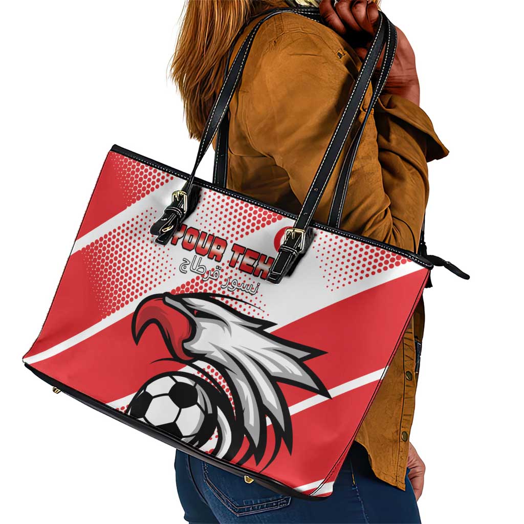 Custom Tunisia Football Leather Tote Bag Go Eagles of Carthage