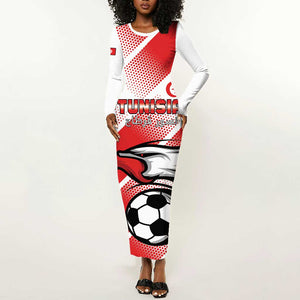 Custom Tunisia Football Long Sleeve Bodycon Dress Go Eagles of Carthage LT15
