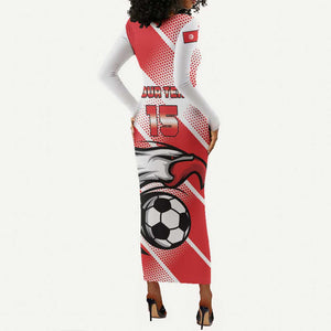 Custom Tunisia Football Long Sleeve Bodycon Dress Go Eagles of Carthage LT15