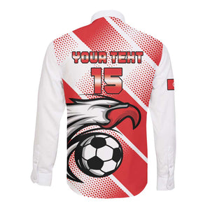 Custom Tunisia Football Long Sleeve Button Shirt Go Eagles of Carthage