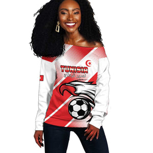 Custom Tunisia Football Off Shoulder Sweater Go Eagles of Carthage