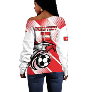 Custom Tunisia Football Off Shoulder Sweater Go Eagles of Carthage