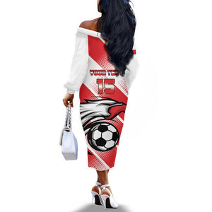 Custom Tunisia Football Off The Shoulder Long Sleeve Dress Go Eagles of Carthage