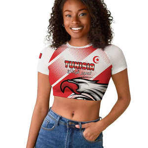 Custom Tunisia Football Raglan Cropped T shirt Go Eagles of Carthage