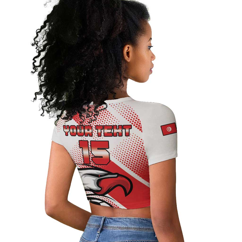 Custom Tunisia Football Raglan Cropped T shirt Go Eagles of Carthage