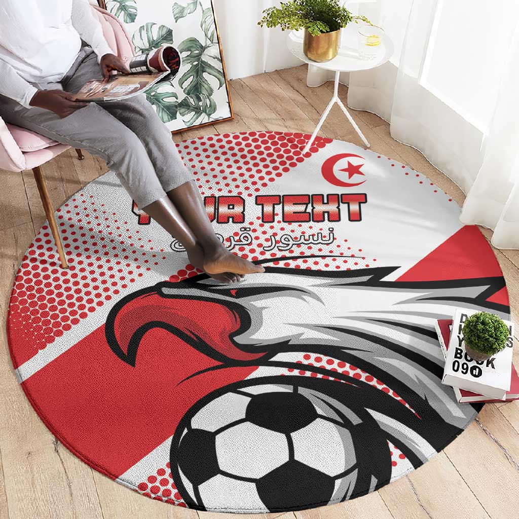 Custom Tunisia Football Round Carpet Go Eagles of Carthage