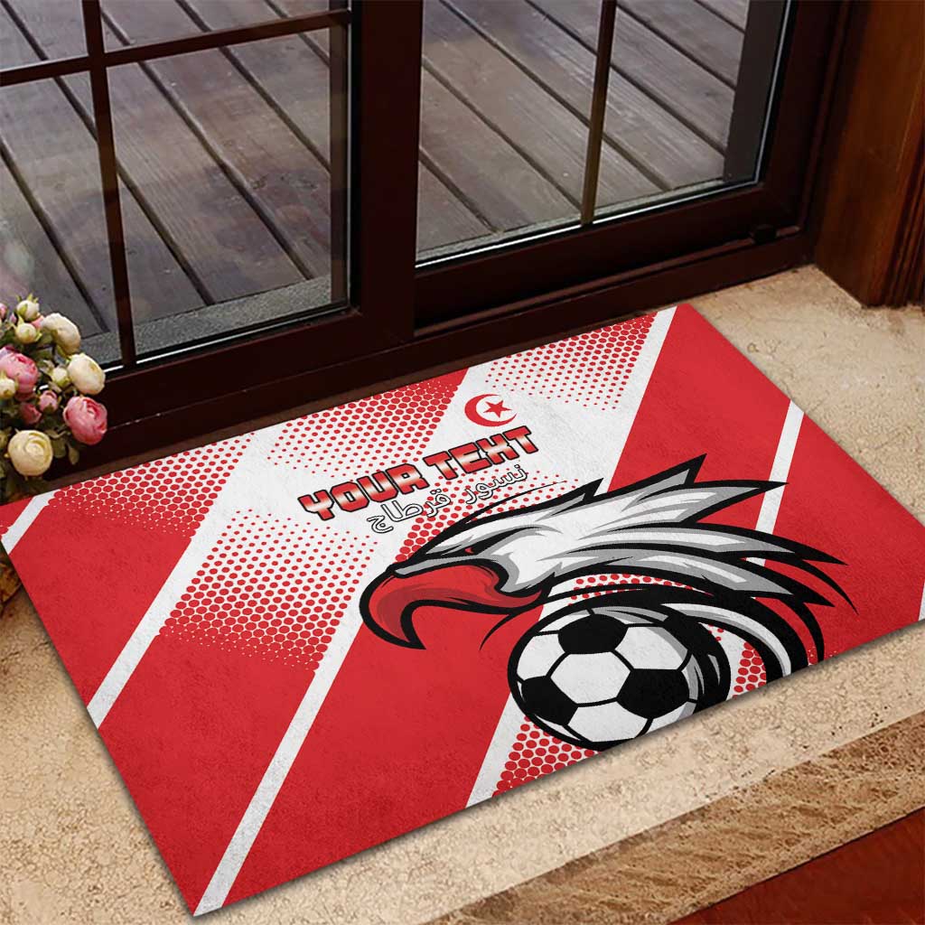 Custom Tunisia Football Rubber Doormat Go Eagles of Carthage