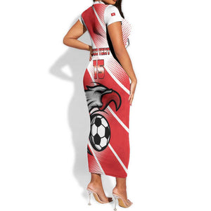 Custom Tunisia Football Short Sleeve Bodycon Dress Go Eagles of Carthage LT15
