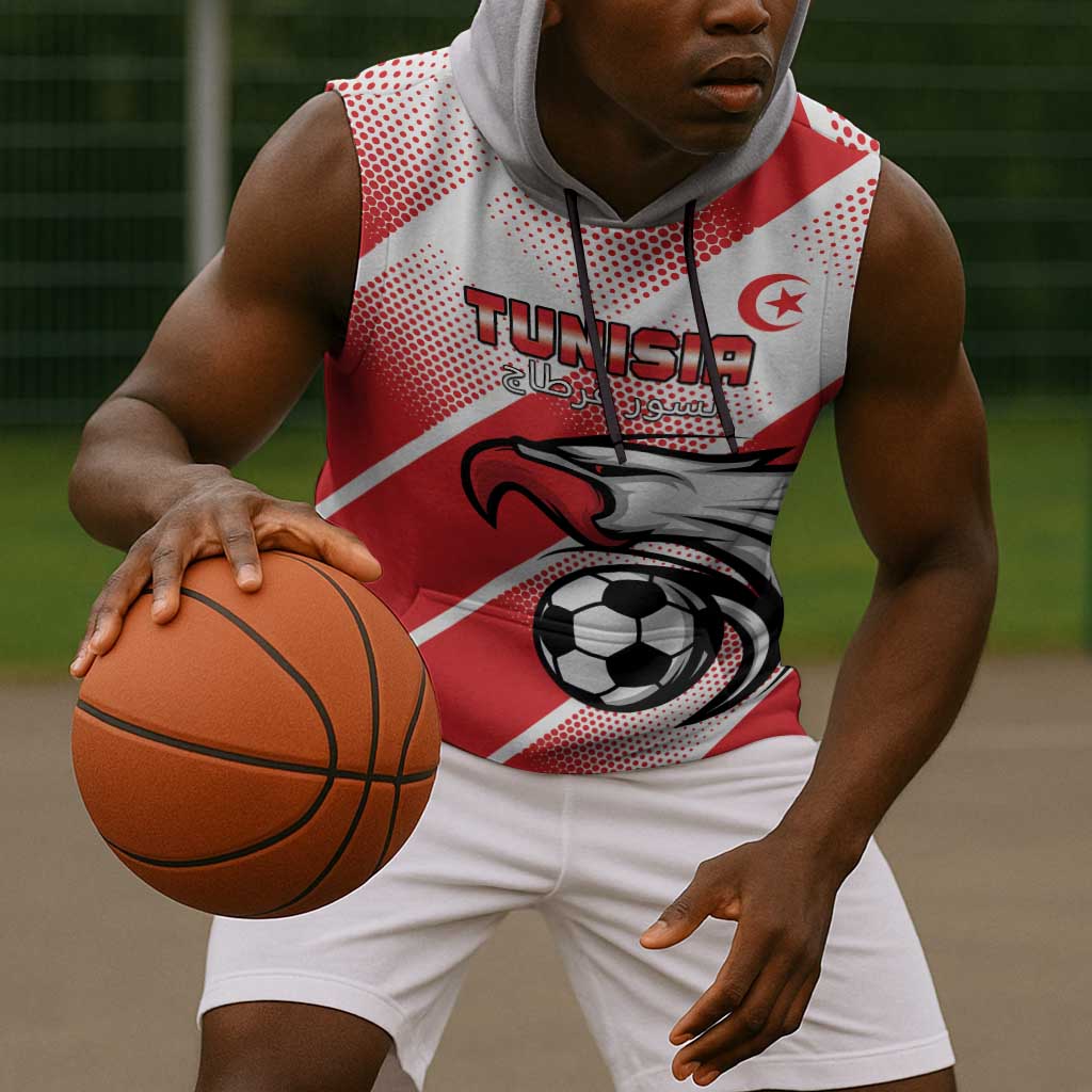 Custom Tunisia Football Sleeveless Hoodie Go Eagles of Carthage - African Pride