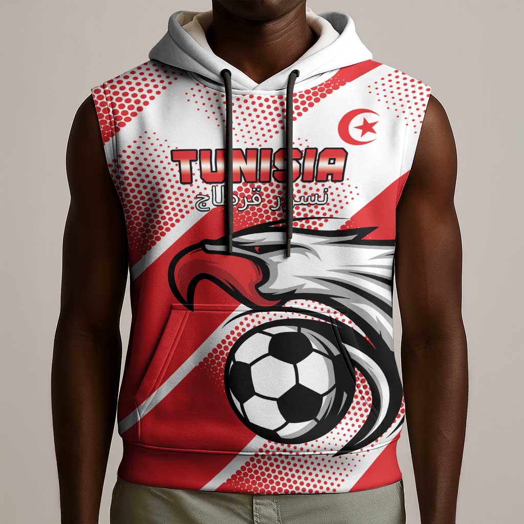 Custom Tunisia Football Sleeveless Hoodie Go Eagles of Carthage - African Pride