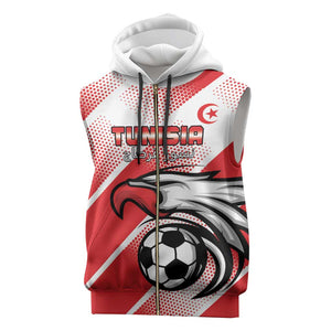 Custom Tunisia Football Sleeveless Zip Hoodie Go Eagles of Carthage - African Pride