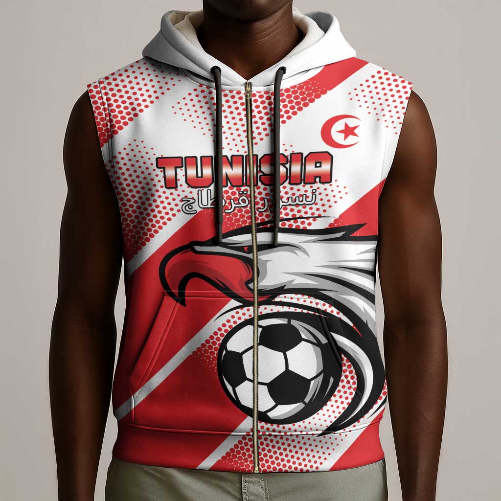 Custom Tunisia Football Sleeveless Zip Hoodie Go Eagles of Carthage - African Pride