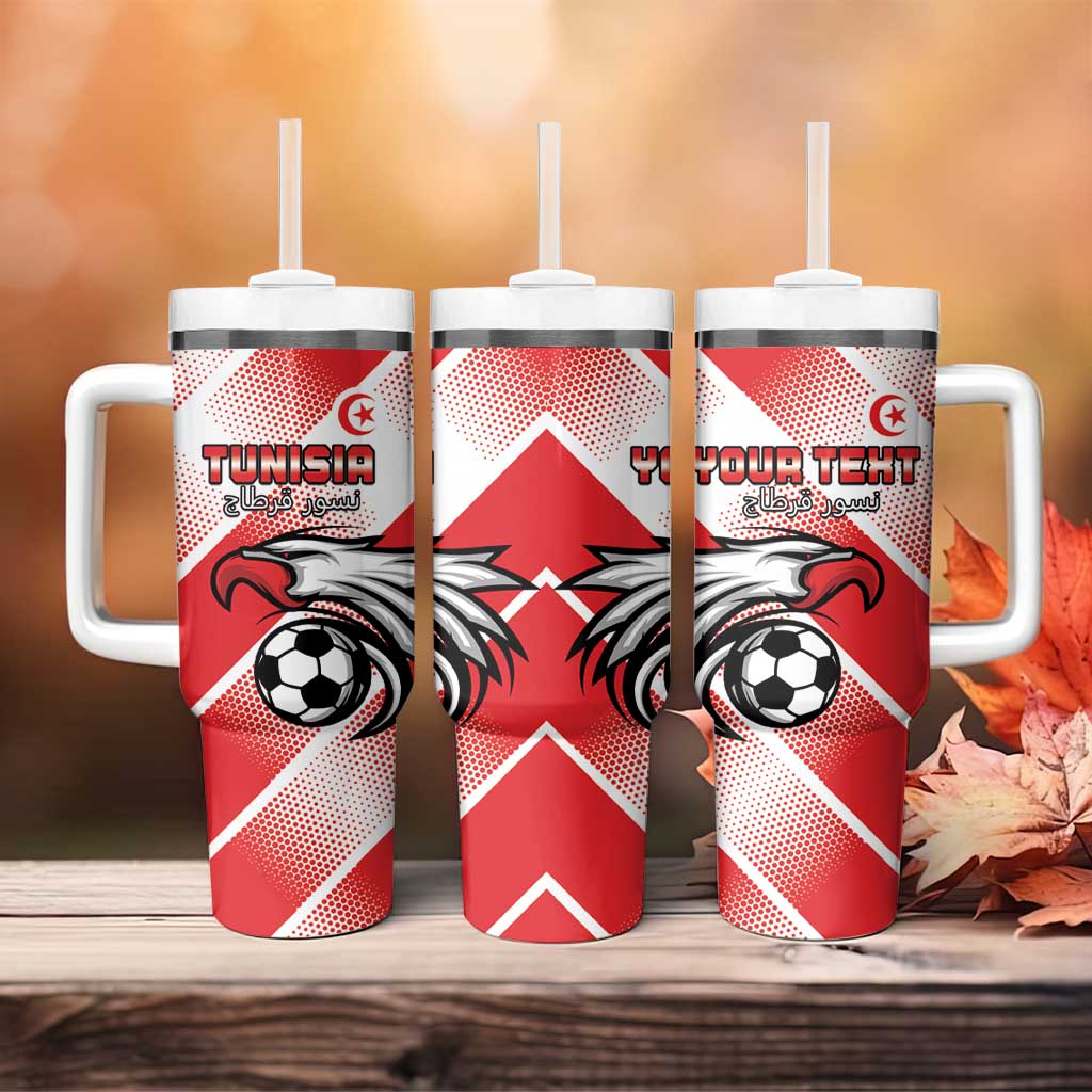 Custom Tunisia Football Tumbler With Handle Go Eagles of Carthage