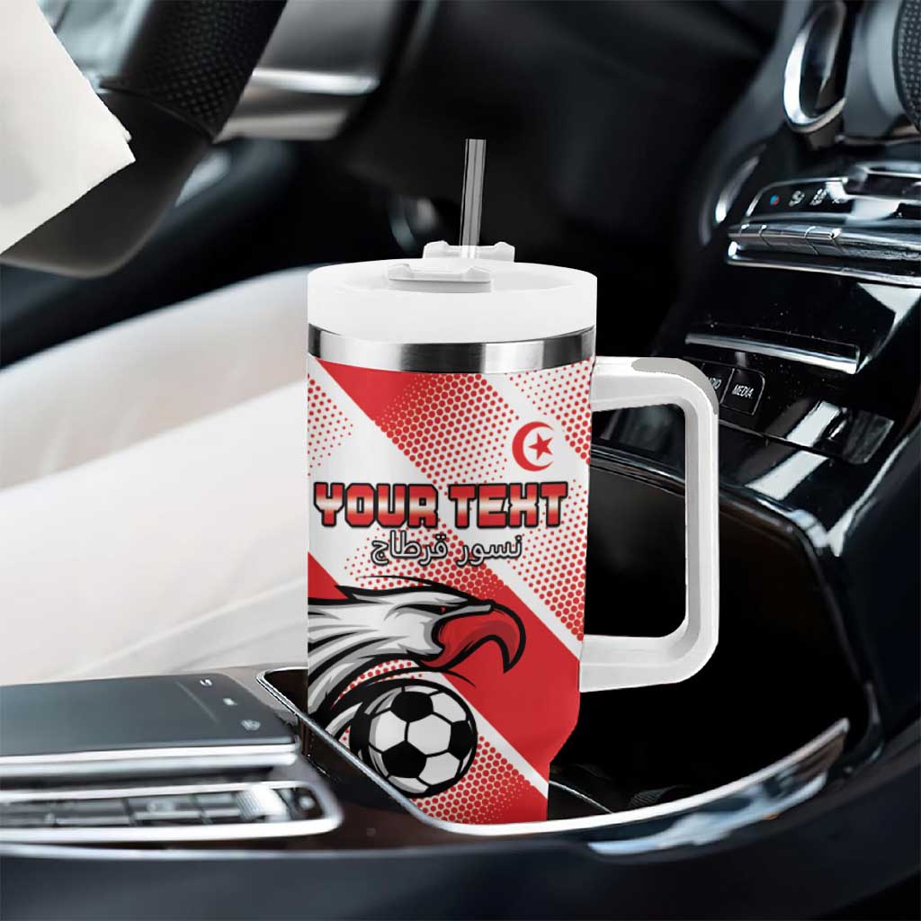 Custom Tunisia Football Tumbler With Handle Go Eagles of Carthage