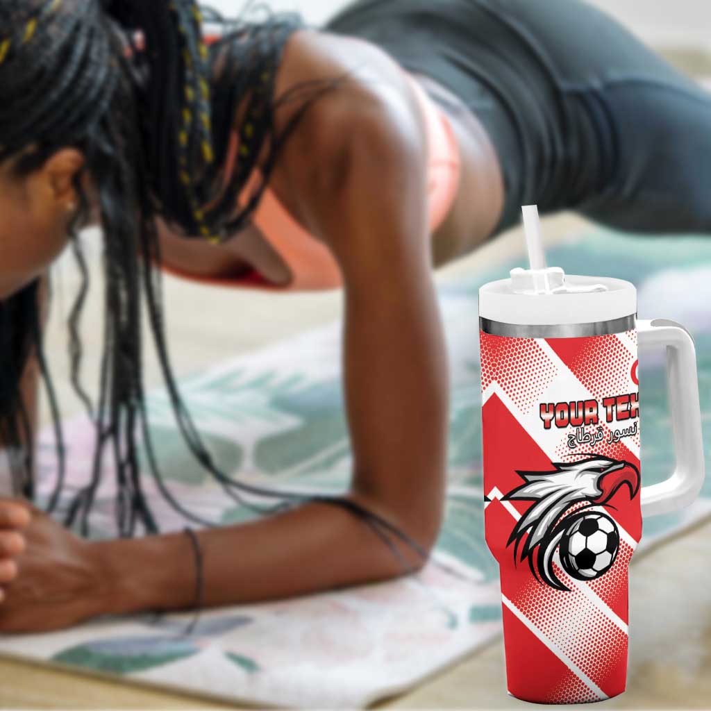 Custom Tunisia Football Tumbler With Handle Go Eagles of Carthage